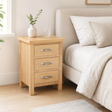 Brancepeth Oak 3 Drawer Bedside Cabinet |  Clearance