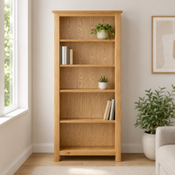 Brancepeth Oak Large Bookcase | Lacquered Finish
