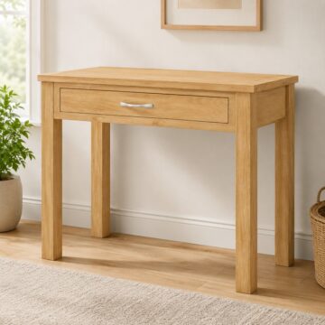 Brancepeth Oak 1 Drawer Laptop Desk | Lacquered Finish