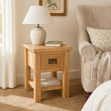 Belmont Oak 1 Drawer Lamp Table | Bedside Table