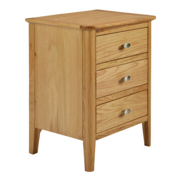 Denby Oak 3 Drawer Bedside Cabinet | Assembled
