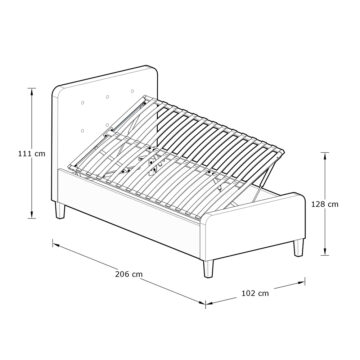 Helsinki Dark Grey 3′ Single Ottoman Bed