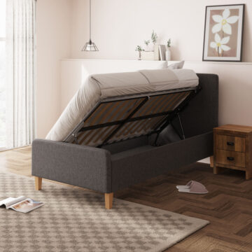 Helsinki Dark Grey 3′ Single Ottoman Bed