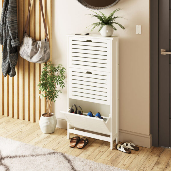 Orsk Three Tier Shoe Cabinet | White | Self Assembly