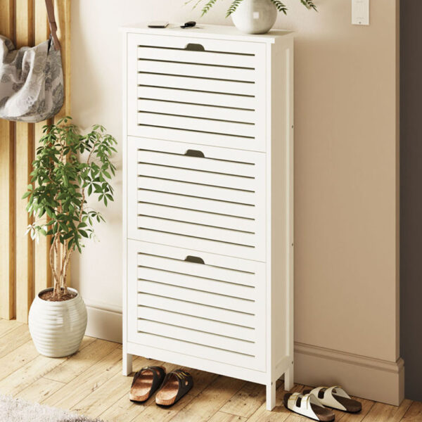 Orsk Three Tier Shoe Cabinet | White | Self Assembly