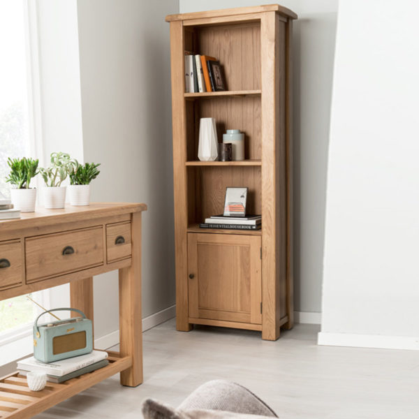 Truro Oak Tall Bookcase Fully Assembled Oak World