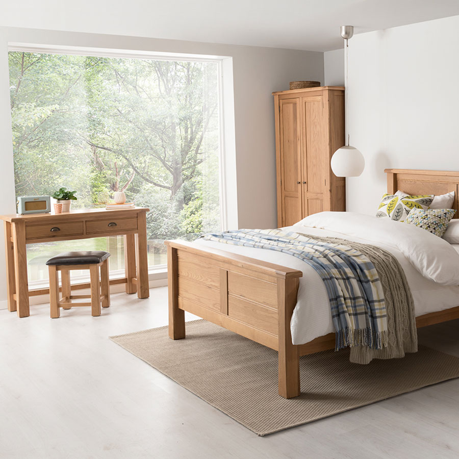 Truro Oak 3 Drawer Bedside Table Fully Assembled Oak World