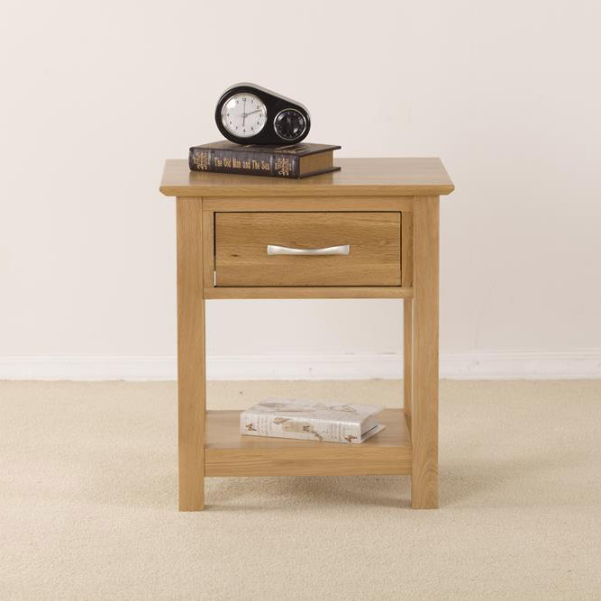 Devon Oak Bedside / Lamp Table With Drawer Oak World