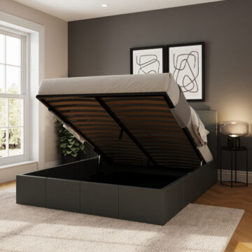 Marikina Grey PU 4’6 End Lift Ottoman Double Bed