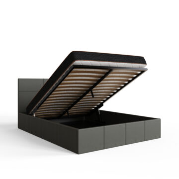 Marikina Grey PU 5′ End Lift King Size Ottoman Bed