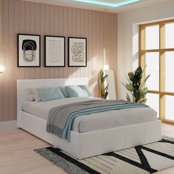 Marikina End Lift King Size Ottoman Bed  | White