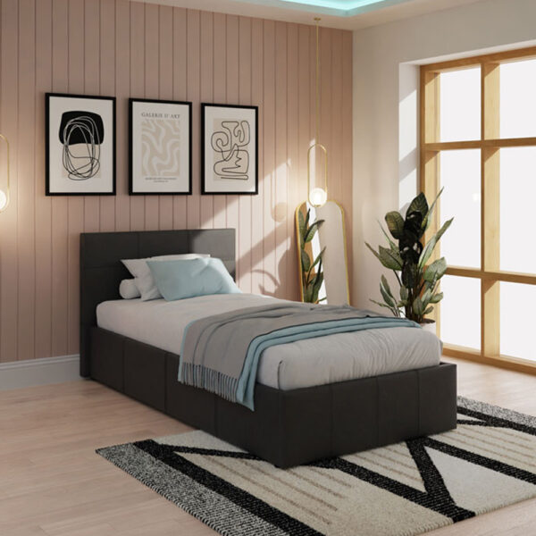 Marikina End Lift Ottoman Single Bed | Black