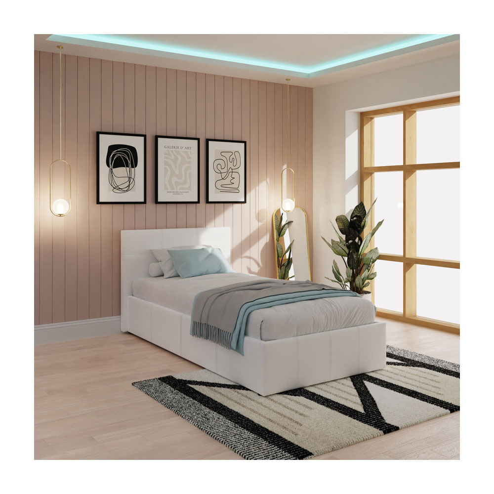 Marikina Side Lift Ottoman Single Bed White