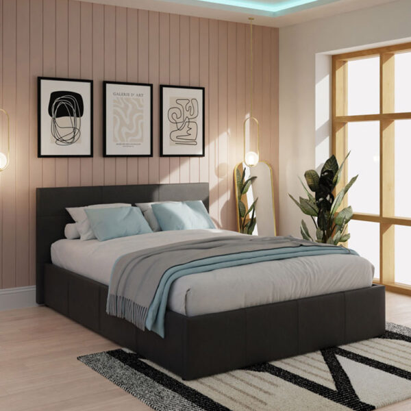 Marikina End Lift Ottoman Double Bed | Black