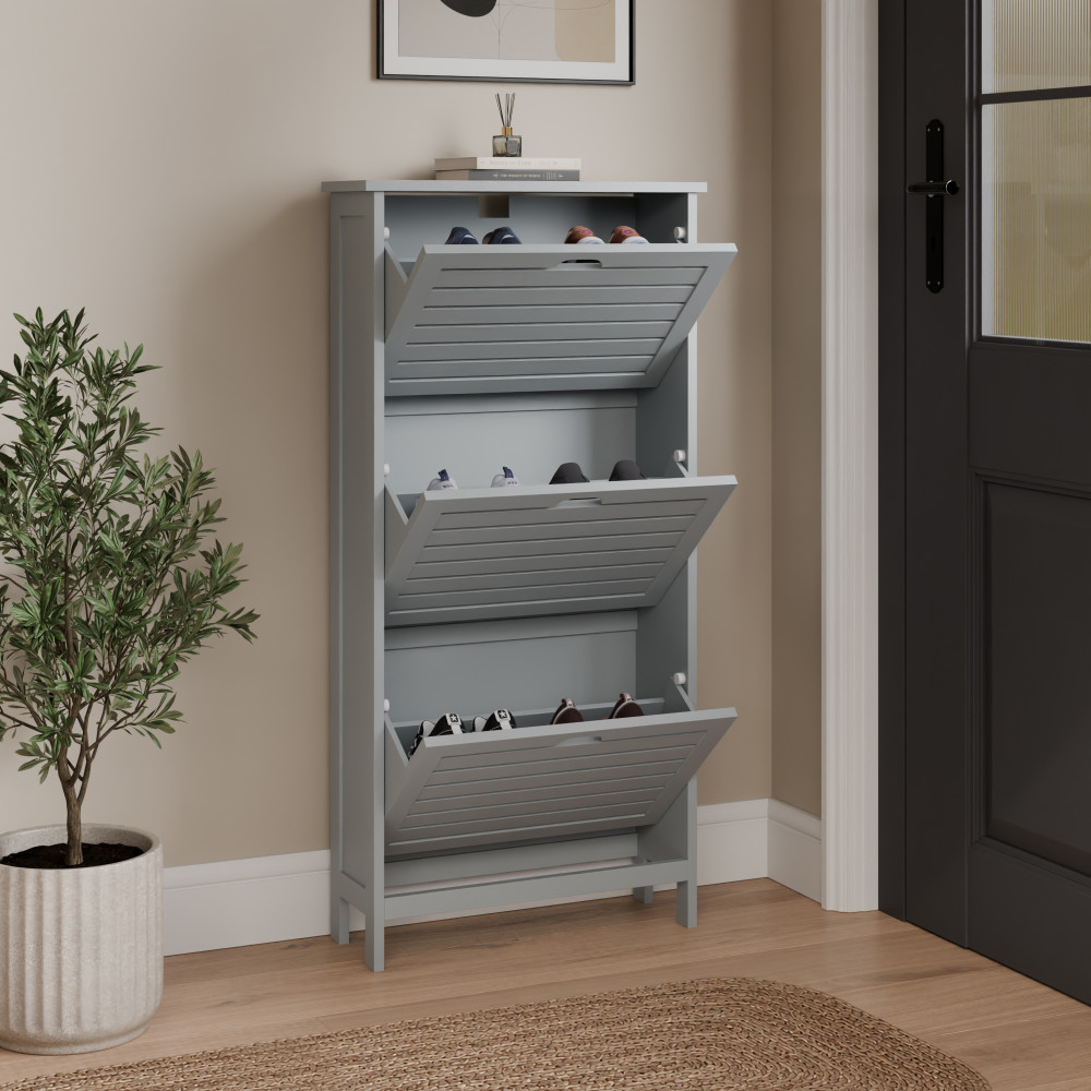 Orsk Grey Three Tier Shoe Cabinet