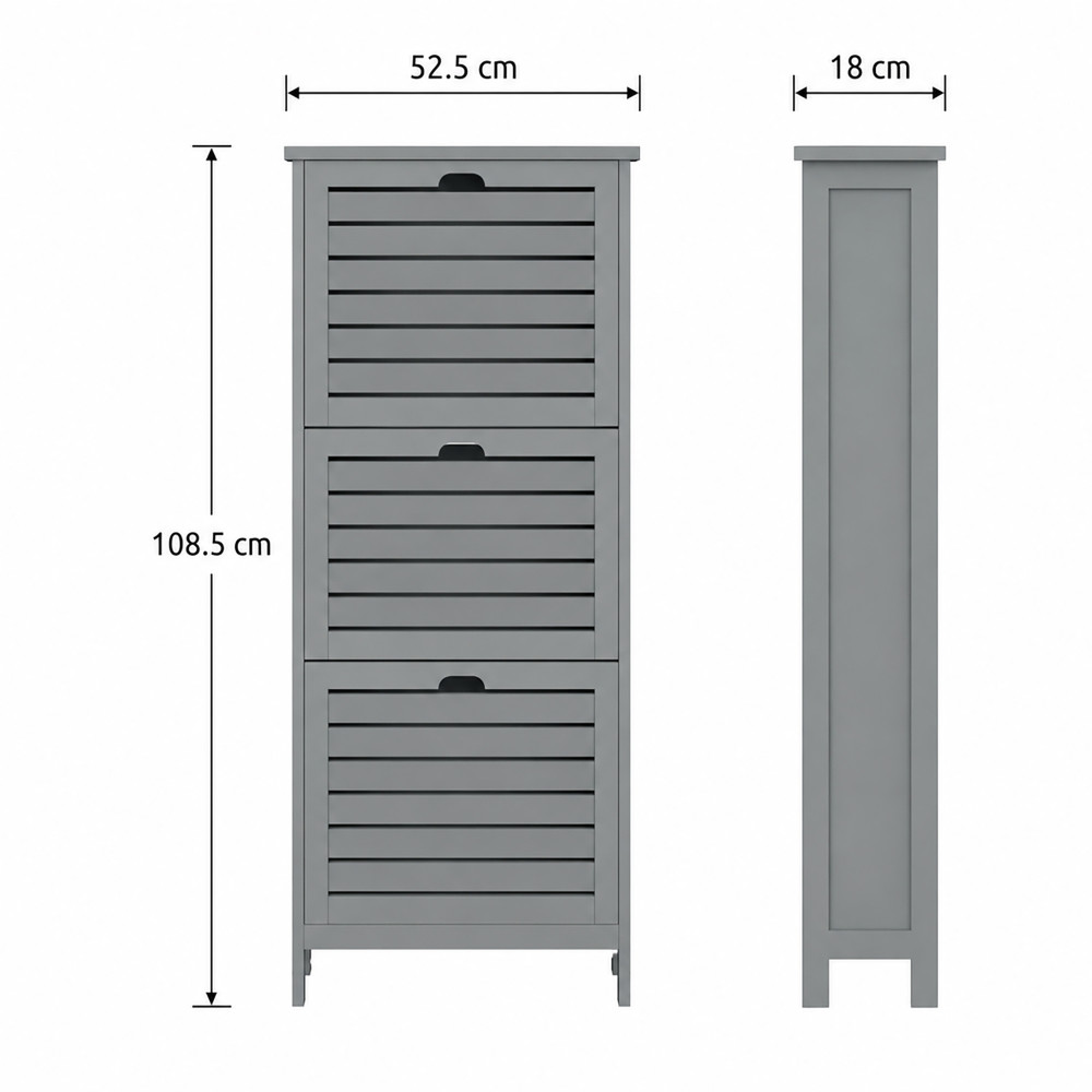 Orsk Grey Three Tier Shoe Cabinet