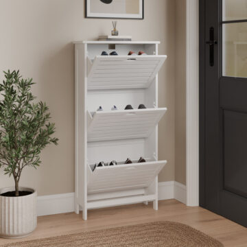 Orsk White Three Tier Shoe Cabinet
