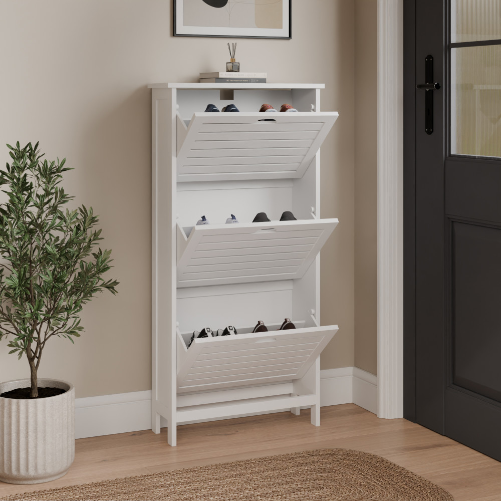 Orsk White Three Tier Shoe Cabinet