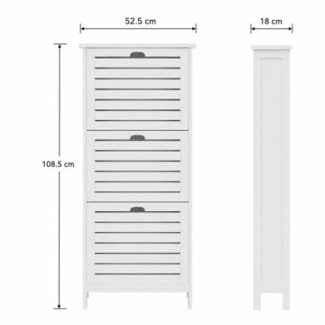 Orsk White Three Tier Shoe Cabinet