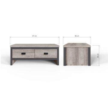 Fenway Grey 2 Drawer Coffee Table