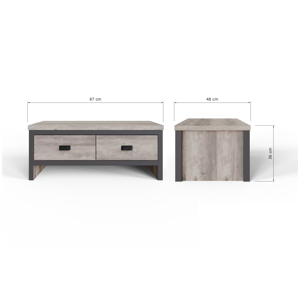 Fenway Grey 2 Drawer Coffee Table