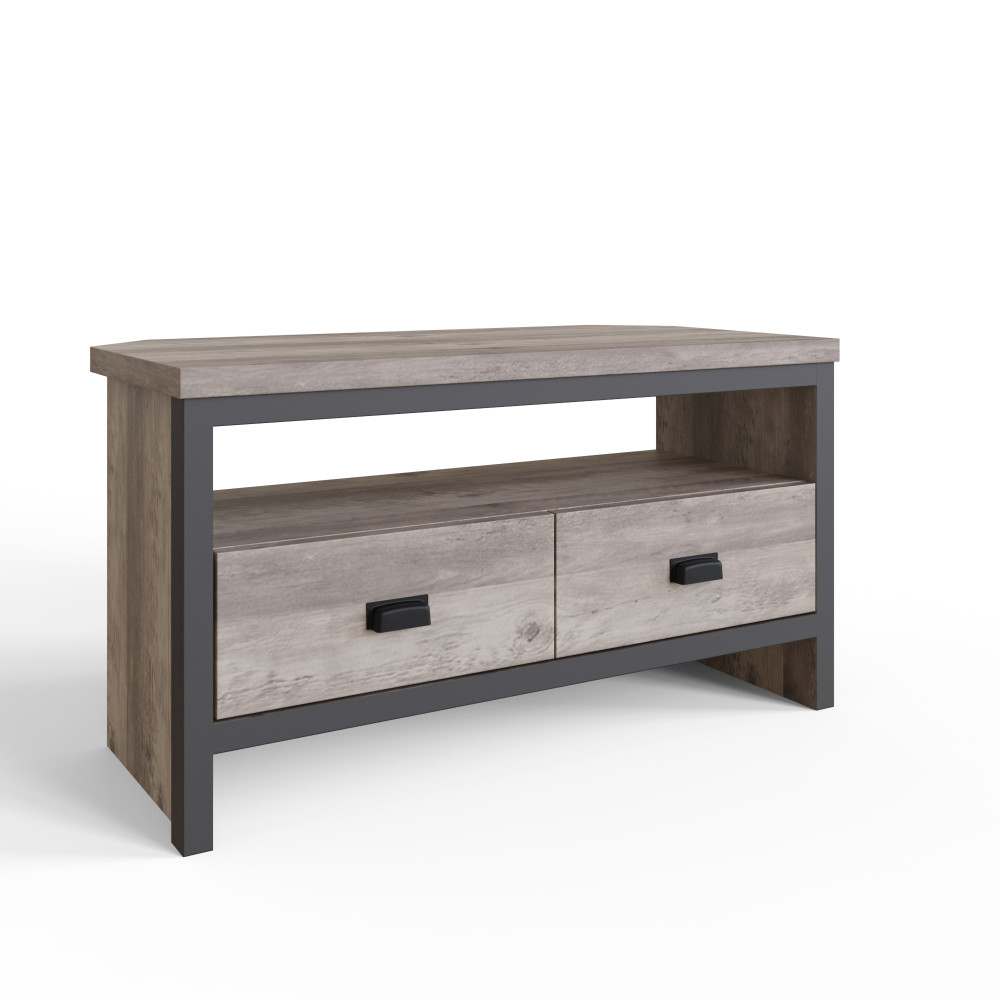 Fenway Grey 2 Drawer Corner TV Unit 86cm | Clearance