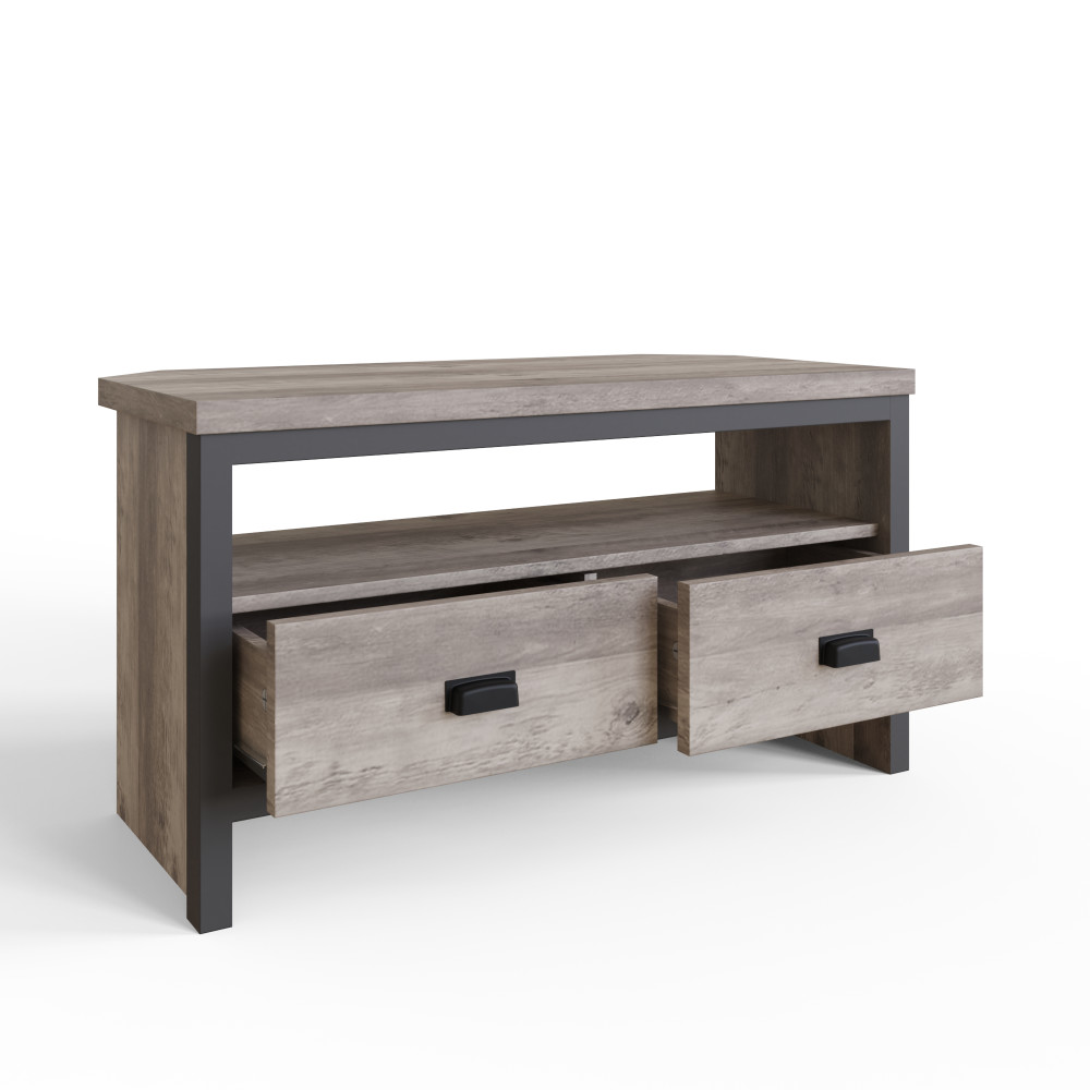 Fenway Grey 2 Drawer Corner TV Unit 86cm | Clearance