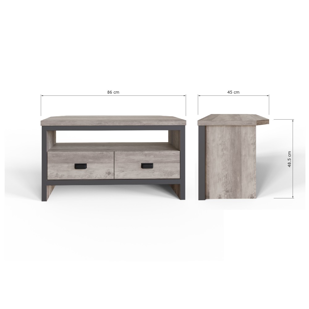 Fenway Grey 2 Drawer Corner TV Unit 86cm | Clearance
