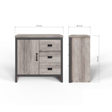 Fenway Grey 1 Door Sideboard with Drawers