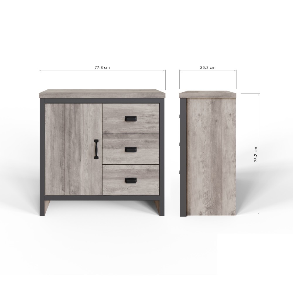 Fenway Grey 1 Door Sideboard with Drawers