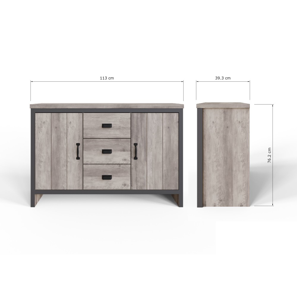 Fenway Grey 2 Door Sideboard with Drawers