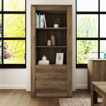 Valley 2 Drawer Bookcase | Oak Finish