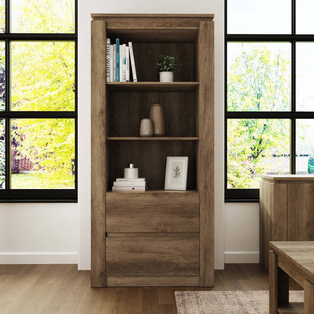 Valley 2 Drawer Bookcase | Oak Finish