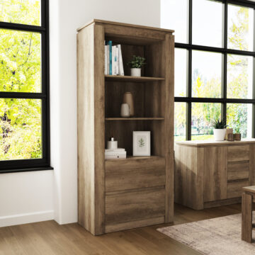 Valley 2 Drawer Bookcase | Oak Finish