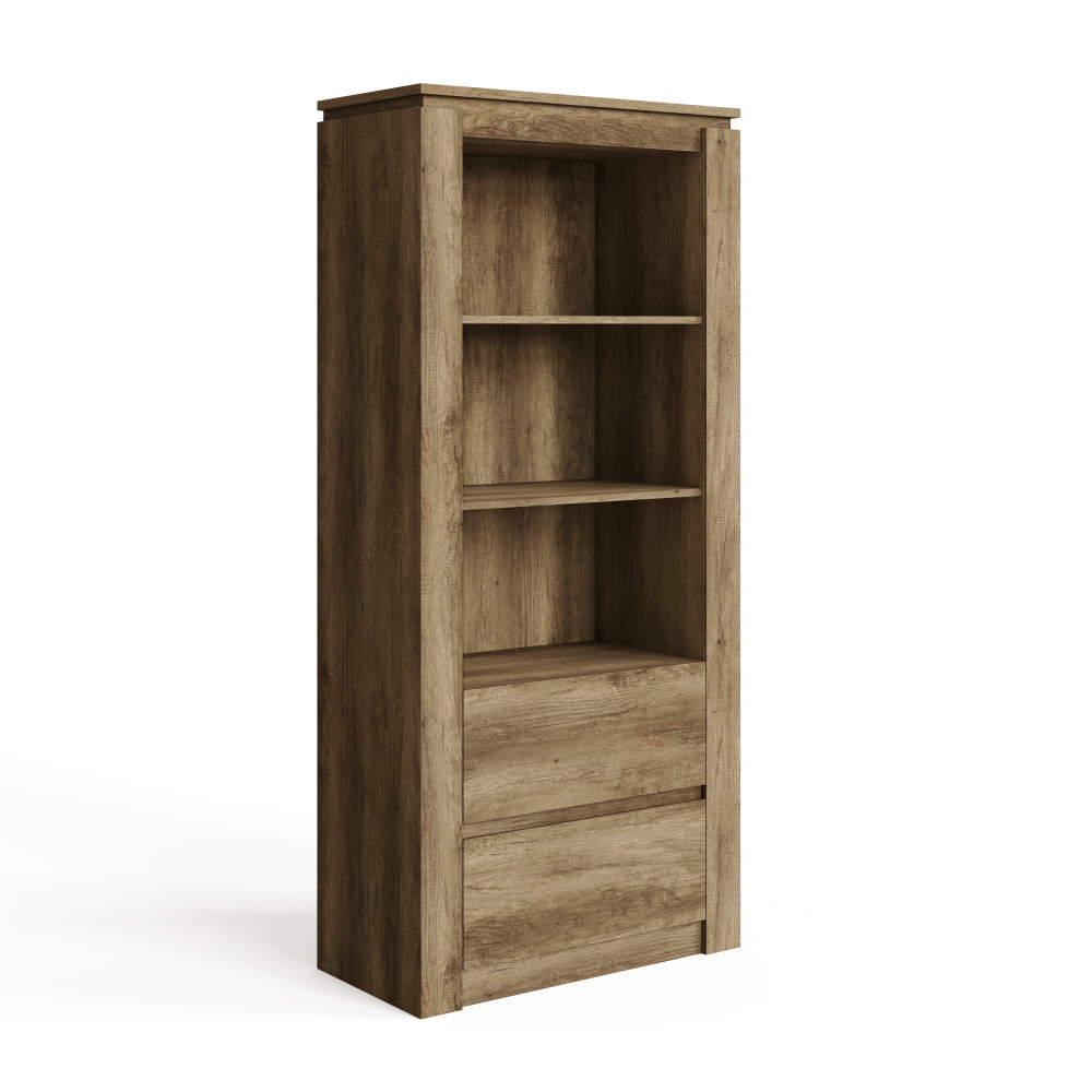 Valley 2 Drawer Bookcase | Oak Finish