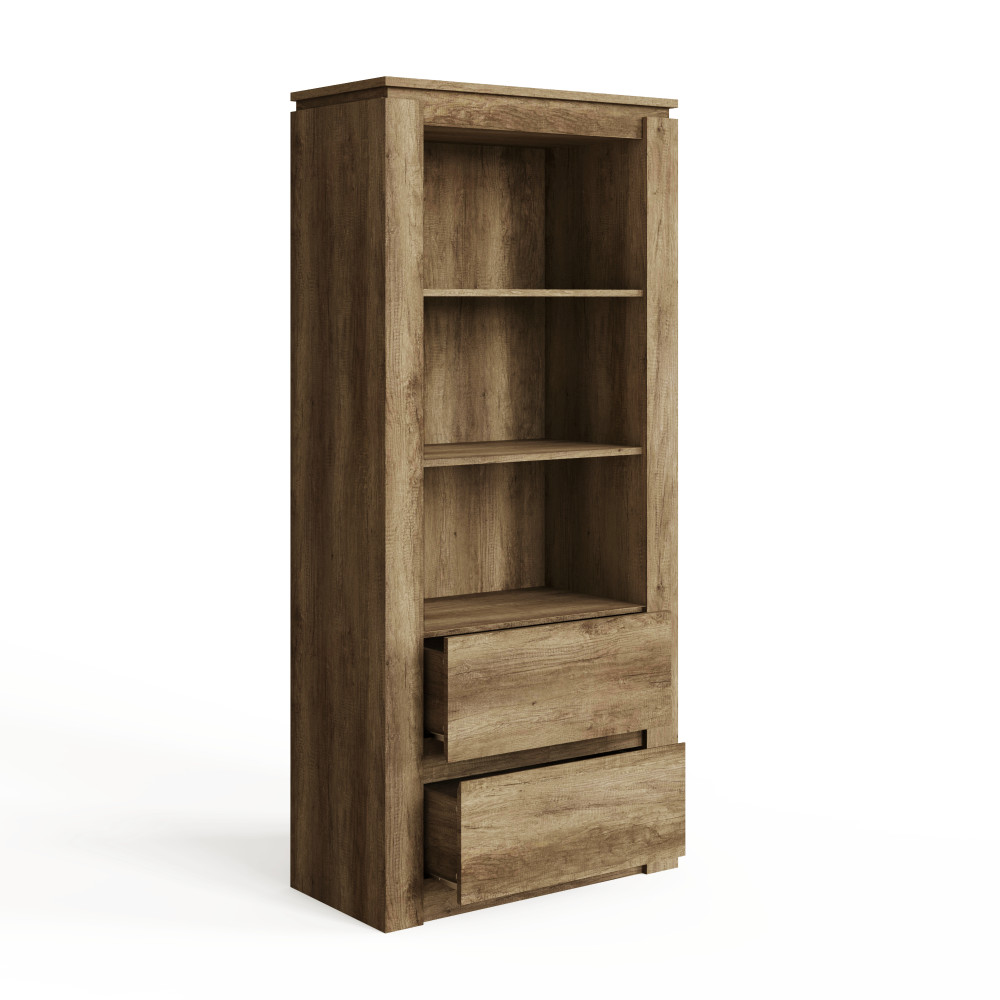 Valley 2 Drawer Bookcase | Oak Finish