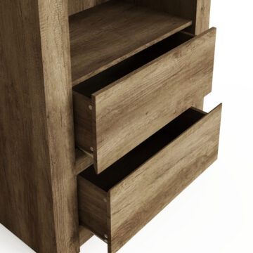 Valley 2 Drawer Bookcase | Oak Finish