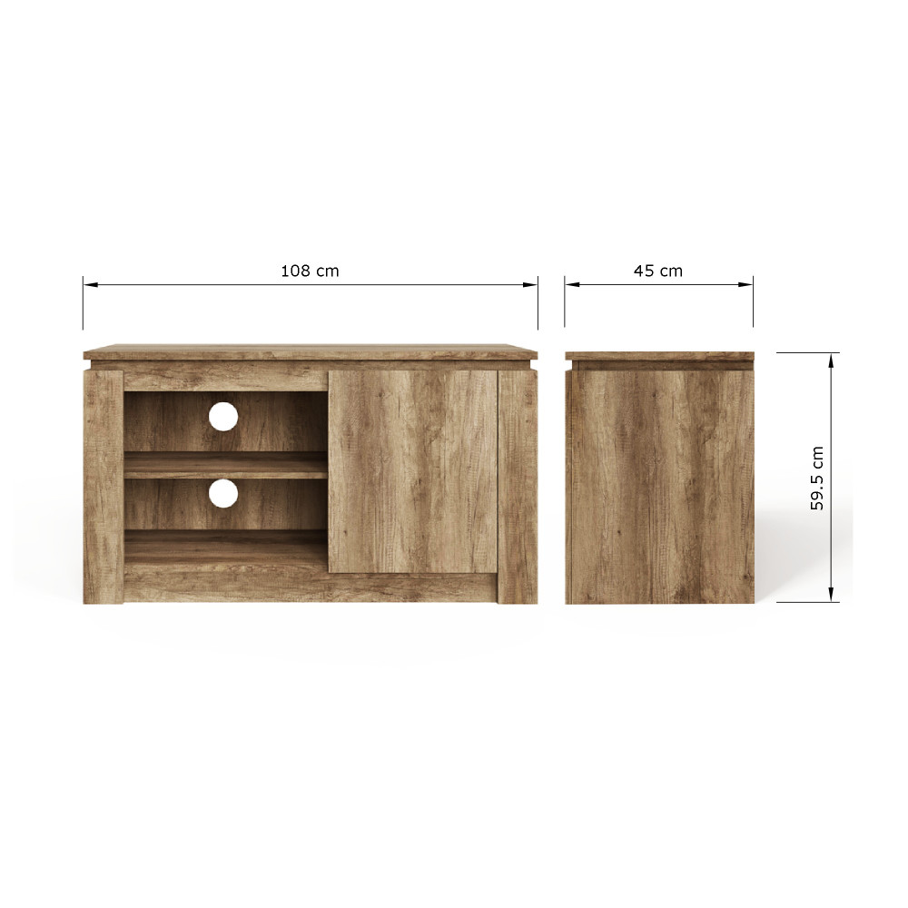 Valley Oak 1 Door Compact TV Unit 108cm