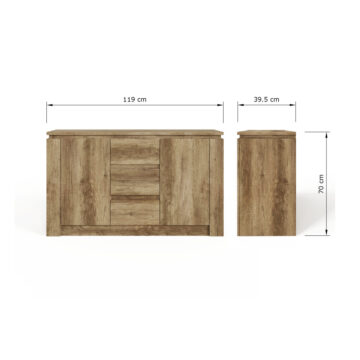 Valley Oak Sideboard 2 Door 3 Drawer | Clearance