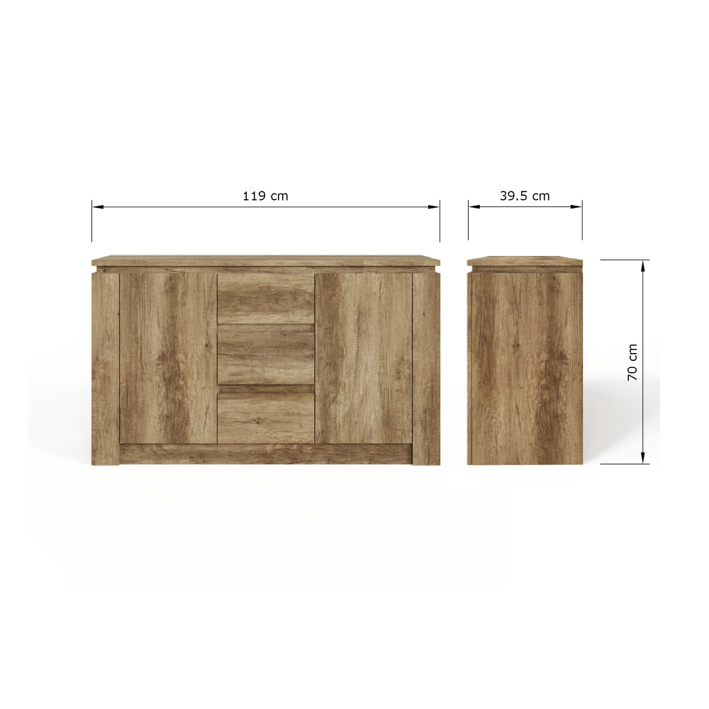 Valley Oak Sideboard 2 Door 3 Drawer | Clearance