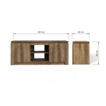 Valley Oak 2 Door TV Unit 147cm