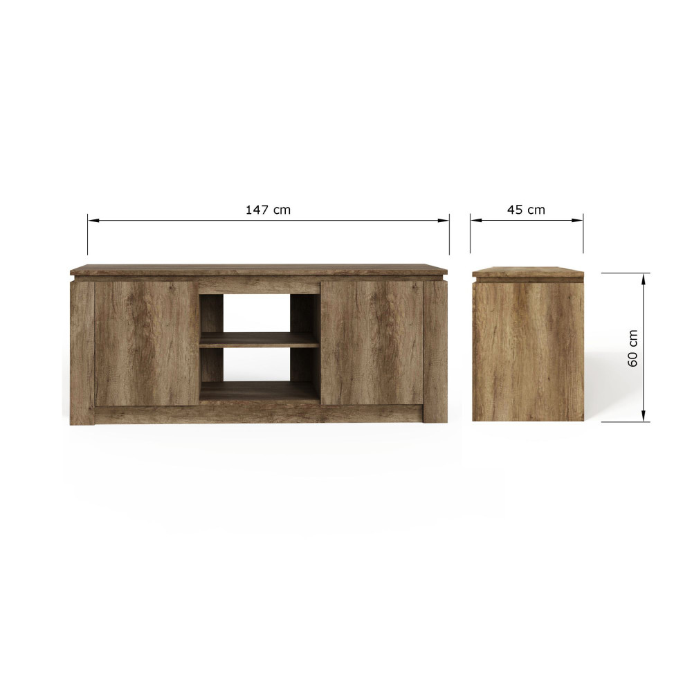 Valley Oak 2 Door TV Unit 147cm