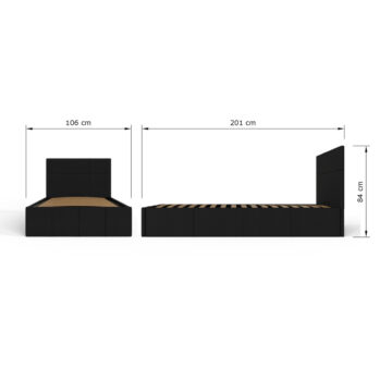 Marikina Black 3′ End Lift Ottoman Single Bed