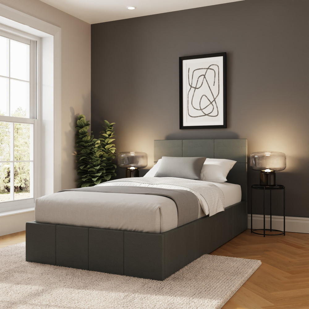Marikina Grey PU 3' End Lift Ottoman Single Bed