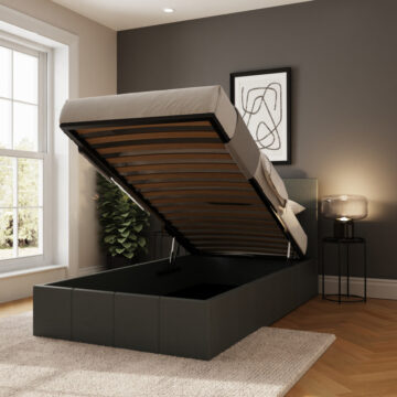 Marikina Grey PU 3′ End Lift Ottoman Single Bed