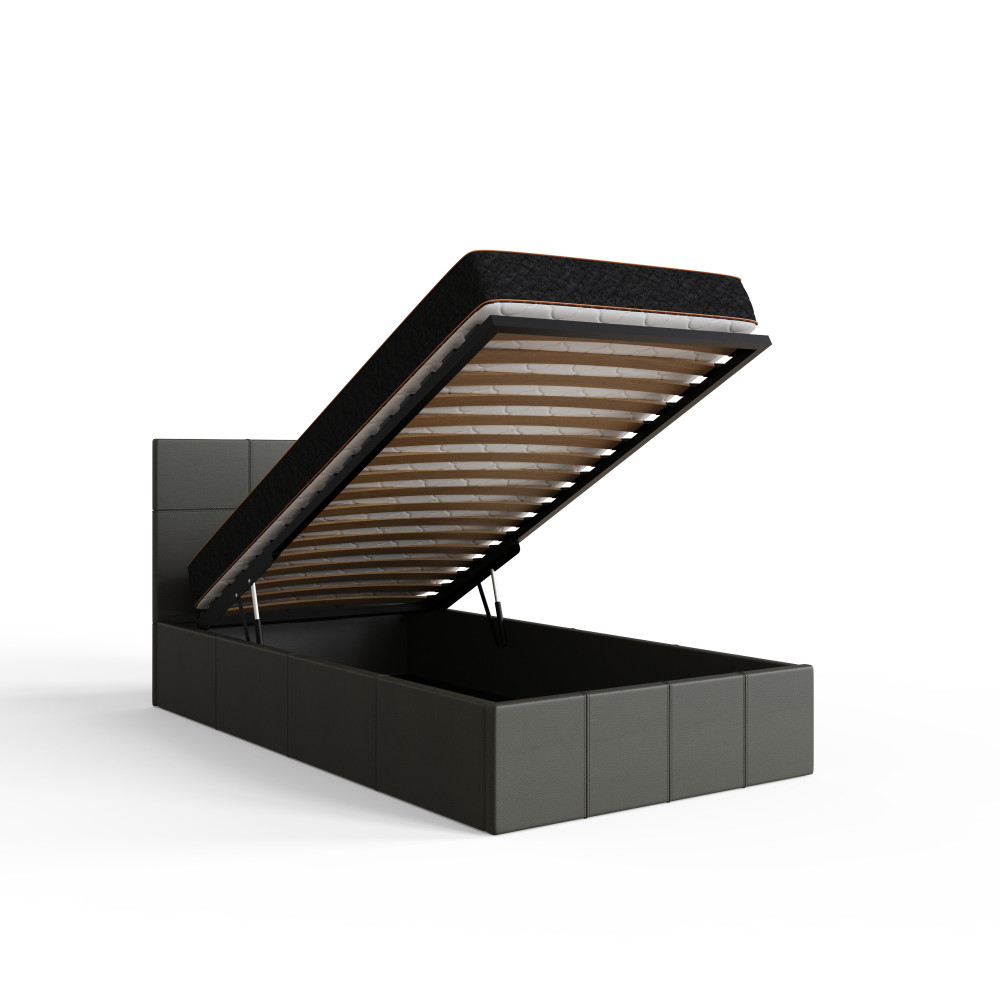 Marikina Grey PU 3' End Lift Ottoman Single Bed