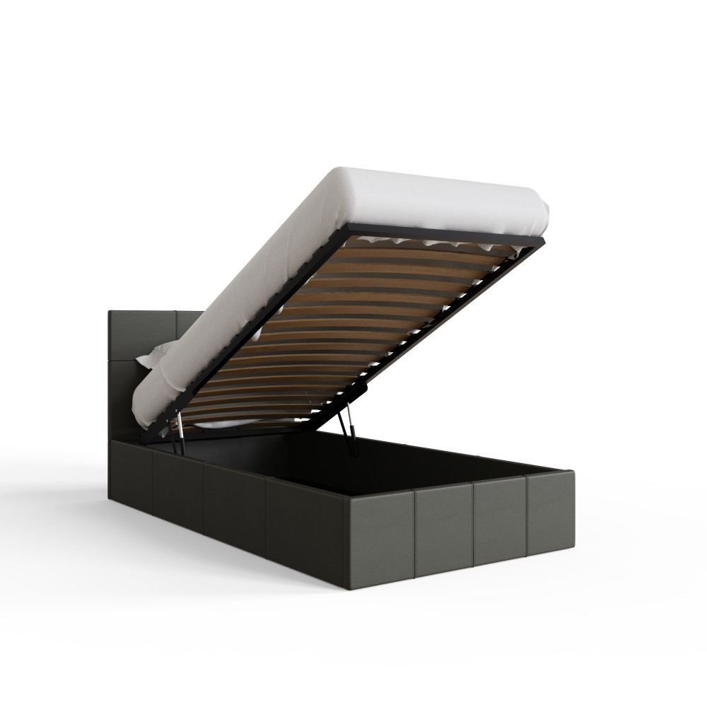 Marikina Grey PU 3' End Lift Ottoman Single Bed