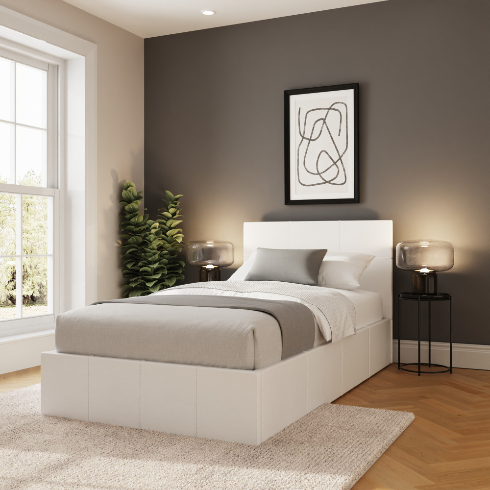 Marikina White 3' End Lift Ottoman Single Bed