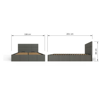 Marikina Grey PU 4′ End Lift Small Double Ottoman Bed