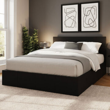 Marikina Black 4'6 End Lift Ottoman Double Bed
